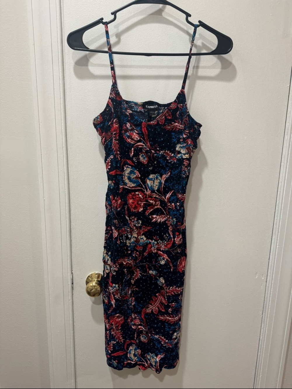 Express Navy Floral Slip Midi Dress